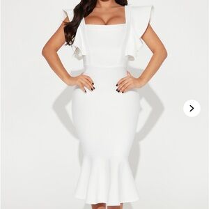 White Ruffle Sleeve Dress